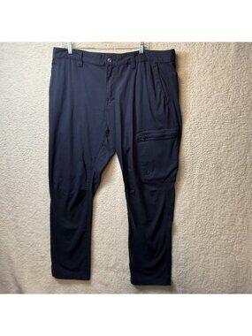 Prana Mens Slim Fit Navy Pants 40x32 Organic Cotton Blend With Zipper Pocket